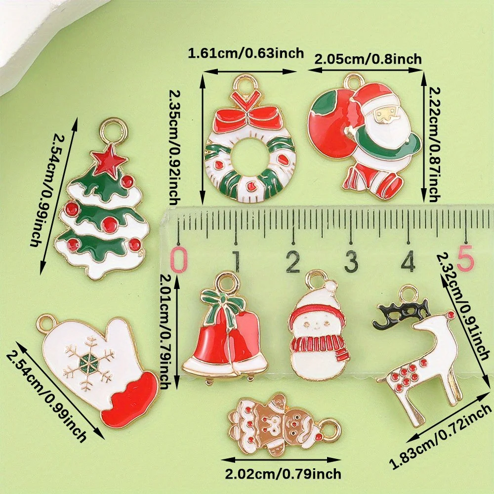 4/8/16pcsMulti-color Zinc Alloy Christmas Themed Pendants,DIY Bracelets,Necklaces Earrings Christmas Gift Decorative Accessories image 4