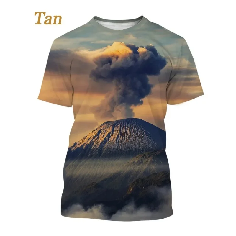 Summer Fashion Children Teen Cool Clothes T Shirts Casual Harajuku Style Volcano Eruption Graphic Print Boy Girl T-Shirt Tops