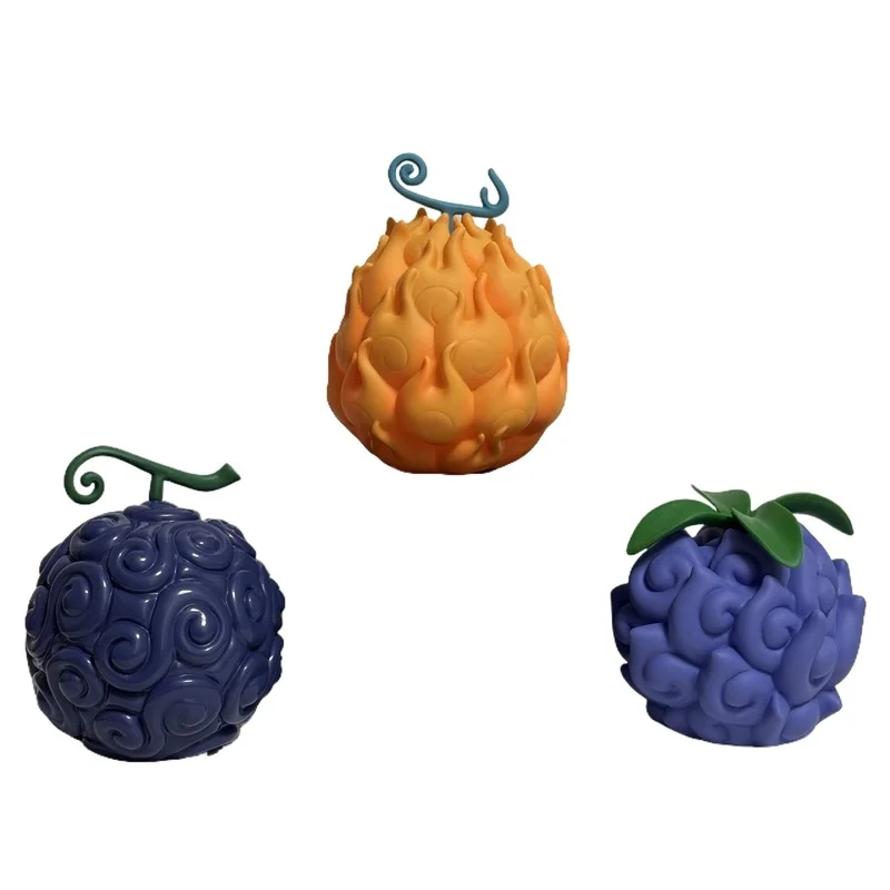 Réplica de fruta del diablo de una pieza - Gomu Gomu no Mi Modelo de PVC de gran tamaño de 15 cm, exhibición coleccionable de fruta de goma Luffy con base