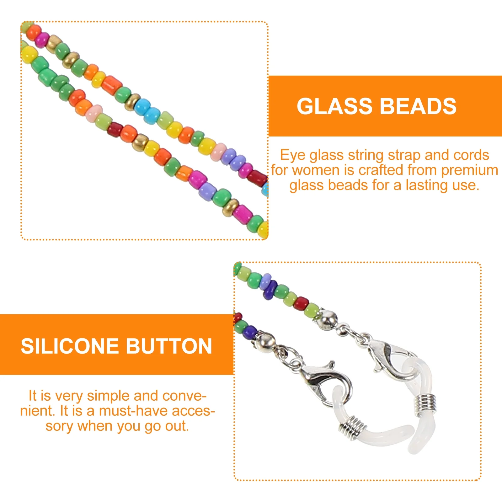 

3Pcs Non-Slip Eyeglass Strap Women Colorful Beaded Chains Spectacle Lanyard Glasses Holder Mask Accessory Girls Glasses Chain