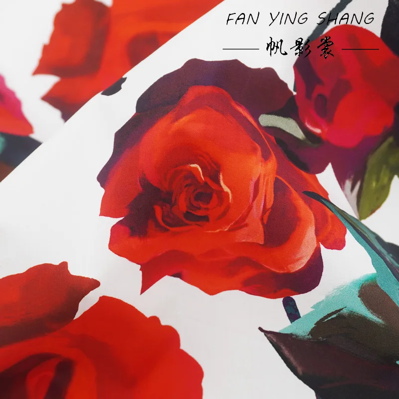 2025 نسيج القطن الرقمي الوردي الأحمر لفستان قميص تنورة Telas Para Costura Tissus Couture ткан مادة القماش الخياطة لتقوم بها بنفسك #3