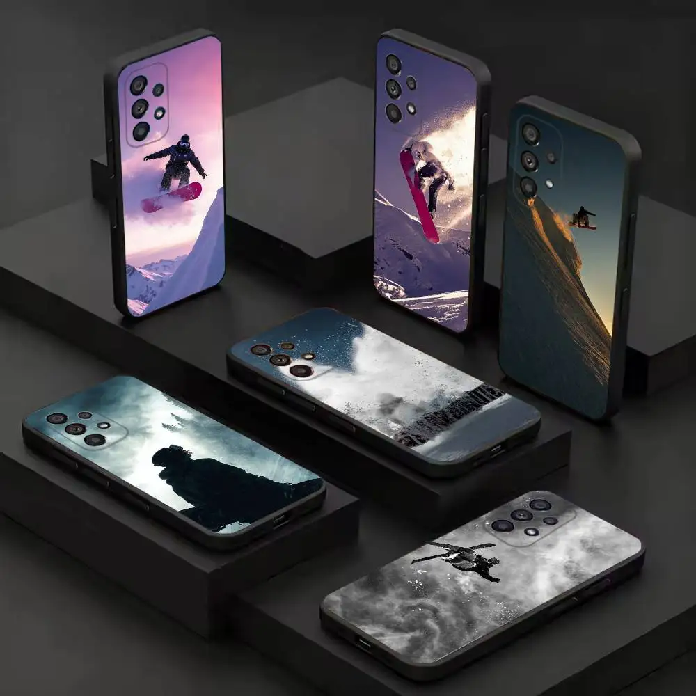 Snowboarding Sports Phone Case For Samsung S 9,10,21,30,22,23,24,25,26,Ultra,Plus,Lite,FE,4,5G Black Soft Case