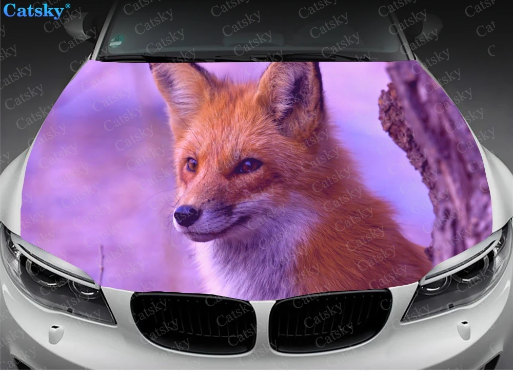 fox animal Car hood sticker painting self-adhesive universal car film modified hood protection decal