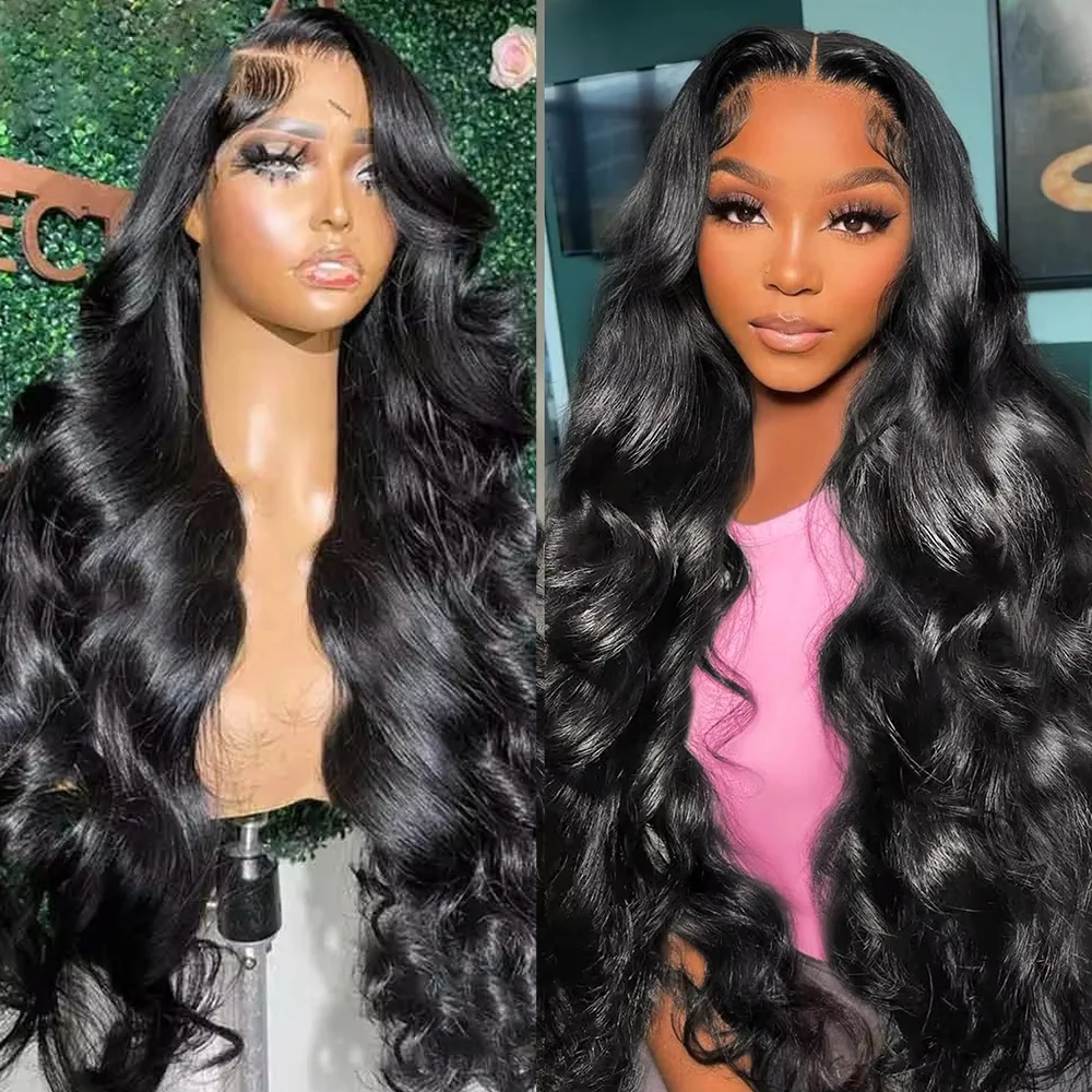 

Body Wave Human Hair Wig Natural Black Body Wave 13x6 360 HD Lace Front Wig 46 Inches Pre Plucked Human Hair Wigs For Women