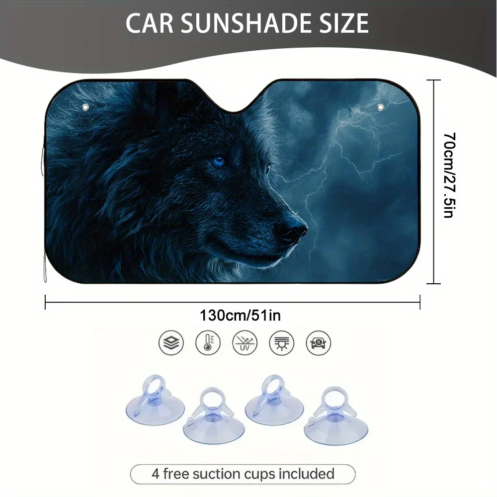 1pc Storm Wolf Stare Car Sun Visor, Suitable For All Car Owners, Provides All-day Sun Protection, Increasing Driving Comfort.