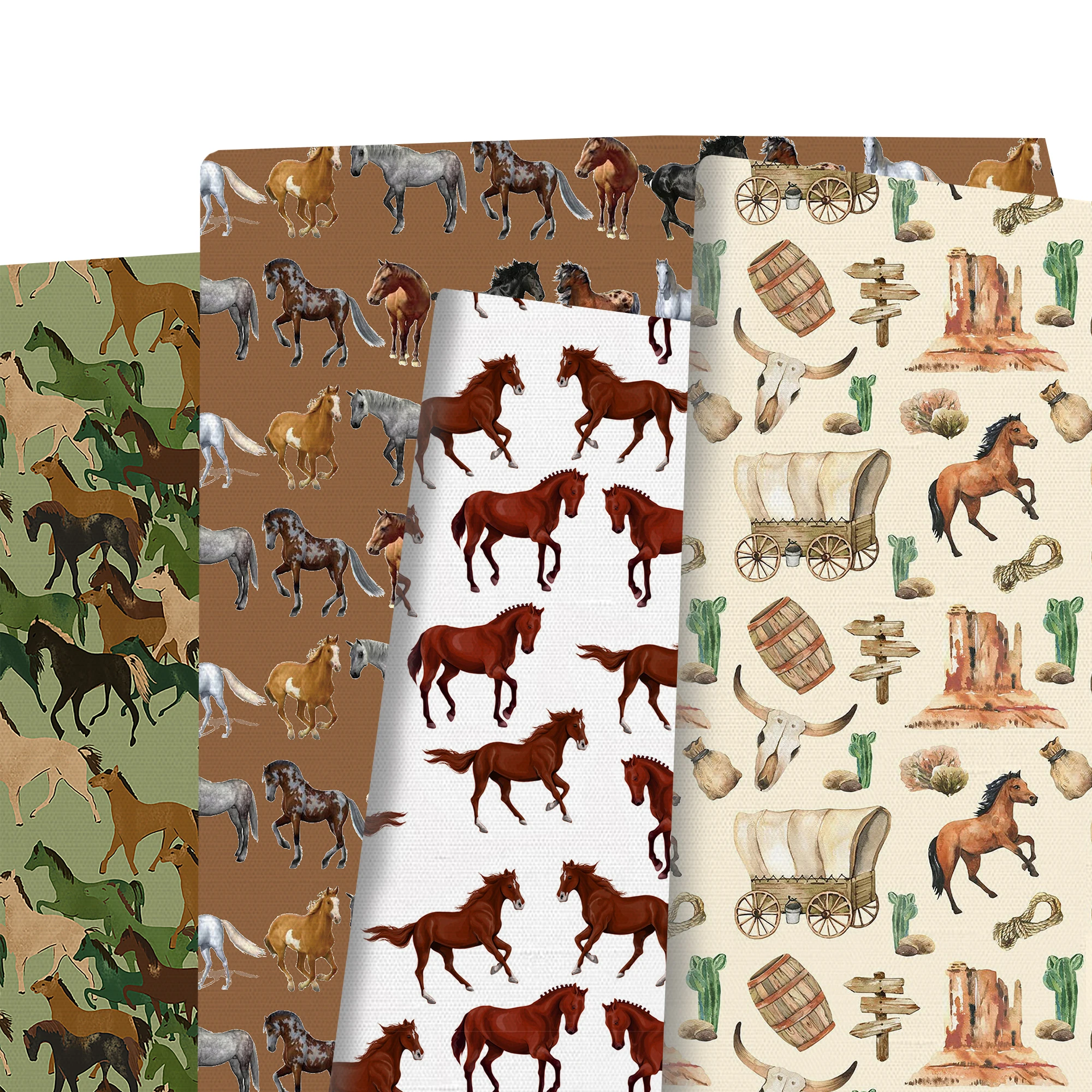 Voorgesneden 1pc paardenpatroon polyester stof, 17,62x19,68inch, voorgesneden quilten materiaal voor doe-het-zelf portemonnee ambachten doe-het-zelf ambachtelijke doek