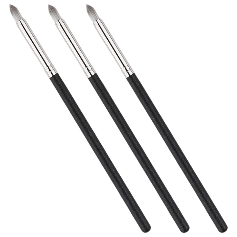 

3pcs Flat Concealer Eye Makeup Supple Powder Brush Wooden Handle Skin-Friendly Applicator Angled Brush For Loose Powder