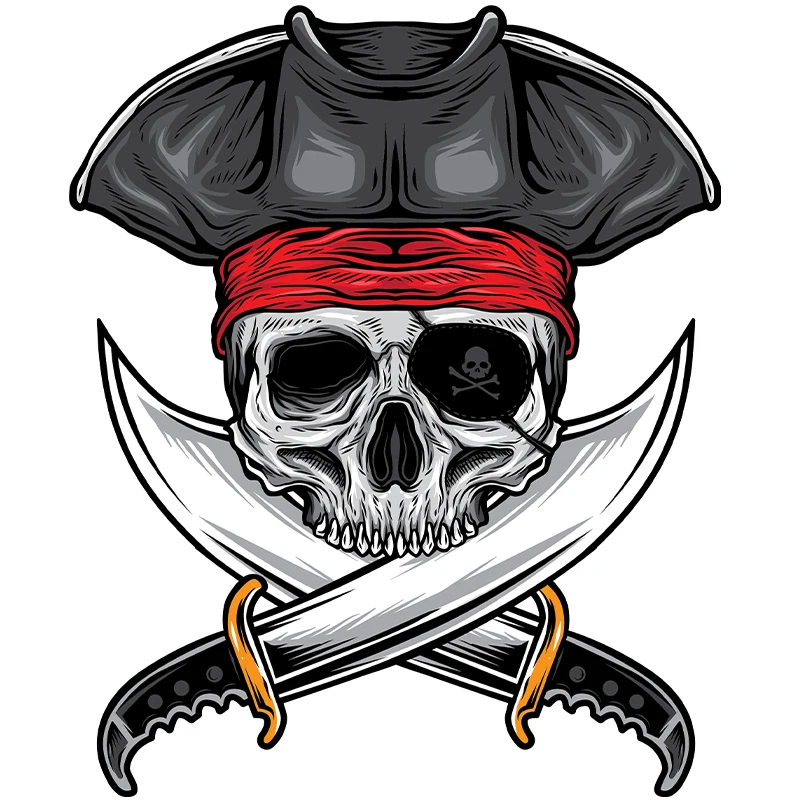 Small Town Skull Culture Pirate Image Vinyl Stickers Car Stickers Cars Trucks Vans Exterior Decoration Laptop Decoration
