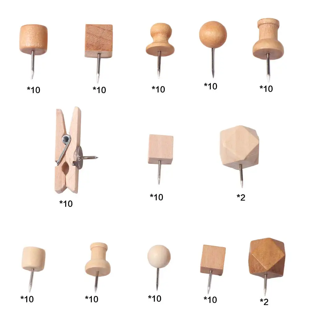 114 قطعة دبابيس ضغط الخشب الزخرفية خشبية مع صندوق تخزين رسم مسامير الإبهام تحديد الصور نمط مختلف لوحة الفلين الإبهام #1