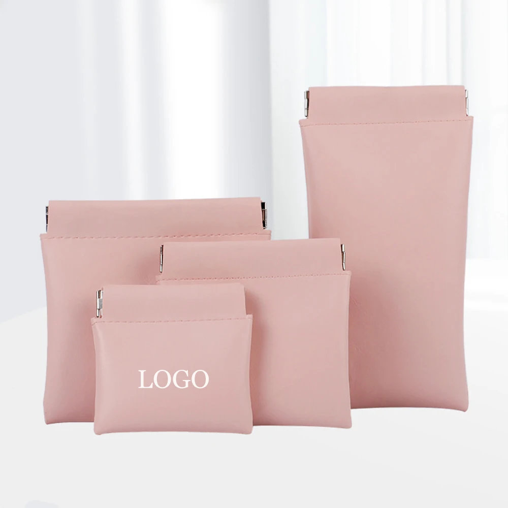 

24Pack Custom Logo Closed Bullet Bag Mini PU Leather Shrapnel Earphone Storage Bags Candy Coin Zero Wallet Lipstick Organizer