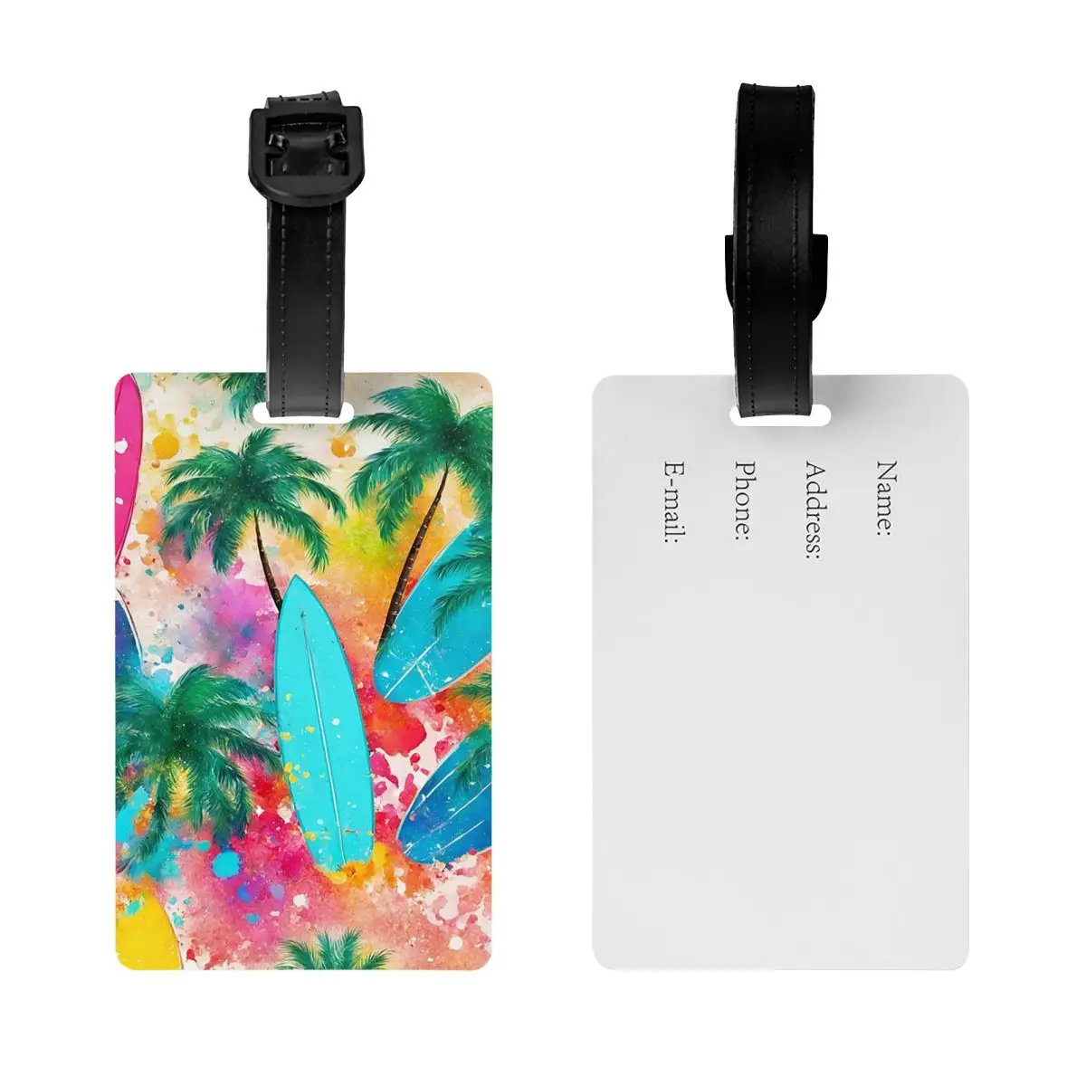 شاطئ النخيل وركوب الأمواج الصيف سبلاش علامات الأمتعة حقيبة السفر المحمولة الأمتعة الصعود علامة التسمية حامل معرف اسم العنوان #2