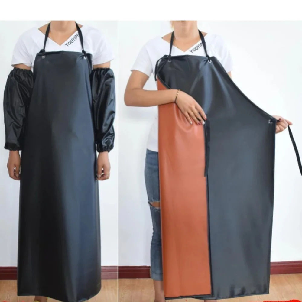 

Waterproof Apron Black Men And Women Adult Work Acid And Alkali Resistant Labor Protection Kitchen Home Cooking