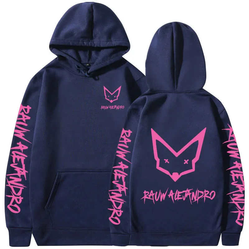 Rauw Alejandro Pink Logo Print Hoodies Men Women Clothing Harajuku Aesthetic Pullovers Fashion Hip Hop Long Sleeve Sweatshirts