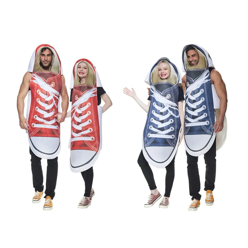 Funny Couple Sneakers Costume Halloween Costume for Adult Novelty Canvas Shoes Cosplay Outfit Man Woman Carnival Party Dress Up