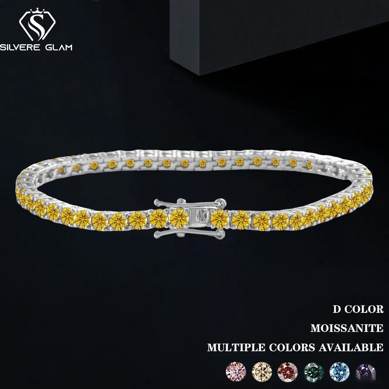

0.5CT Moissanite Tennis Bracelets For Women Men Lab Diamond With GRA Wedding Fine Jewelry 925 Sliver Bracelet