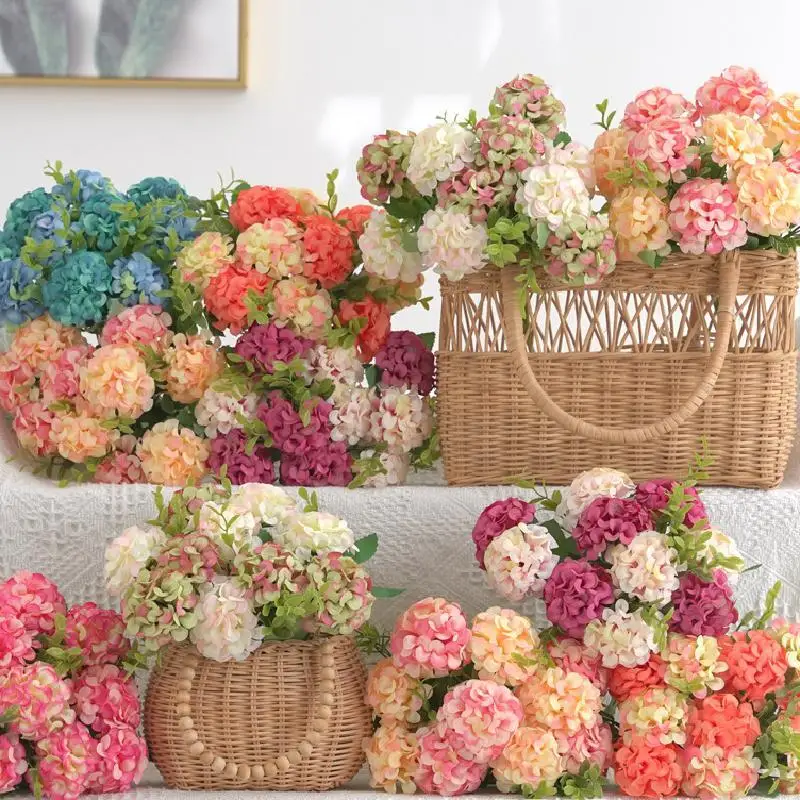 10 Köpfe Realistische Künstliche Hortensien-Bouquets Künstliche Hortensienblumen für Heim, Garten und Hochzeitsdekoration – Detail 8