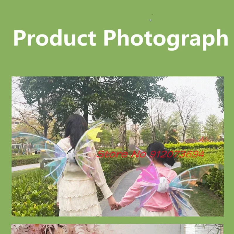 Parent-Child Interaction Nail Hanging Design Music Dance Flower Fairy Angel Wings Toy Outdoor Stage Props Glowing Elf Wings Toy