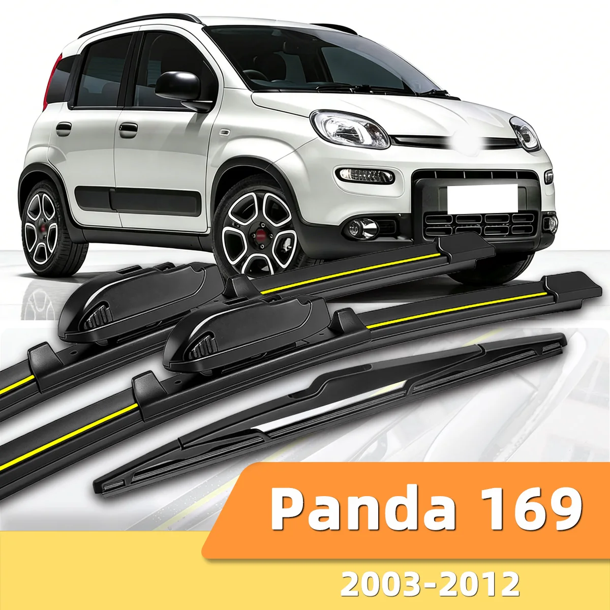 3 Stück Scheibenwischer vorne und hinten, geeignet für Fiat Panda 169 2003–2012, Auto-Windschutzscheiben-Zubehör, 2005, 2007, 2009, 2011