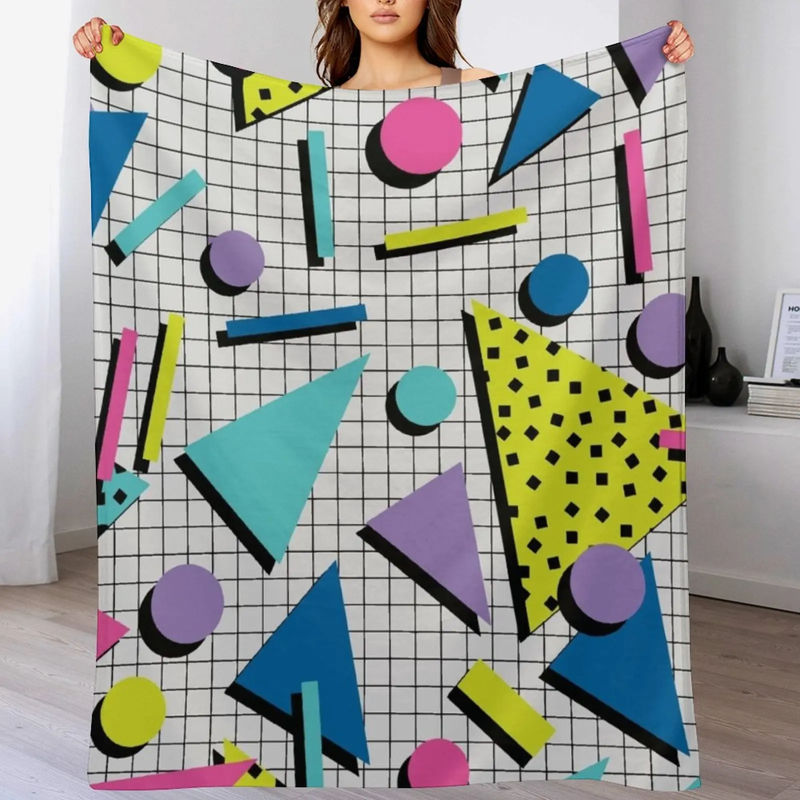 

Totally Tubular! Retro 80s Memphis Style Inspired Geometric Print Throw Blanket Luxury St Luxury Thicken Plaid Blankets