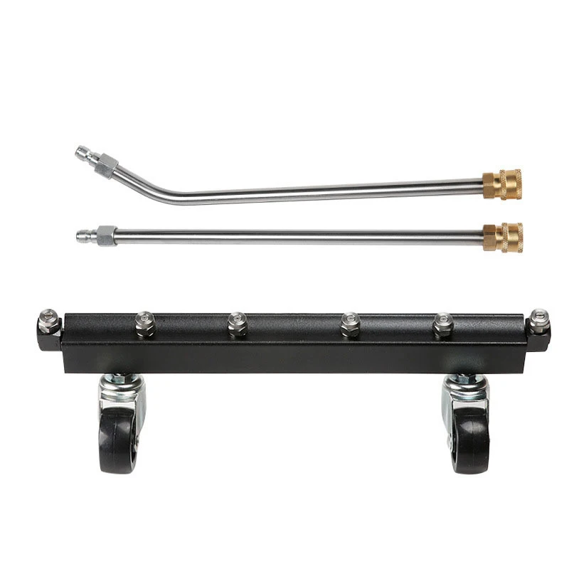 Pressure Washer Chassis Cleaner, 6 Nozzle Garden Cleaner 4000 PSI Water Broom Cleaning Tool Kit Stainless Steel w/2 Extensions