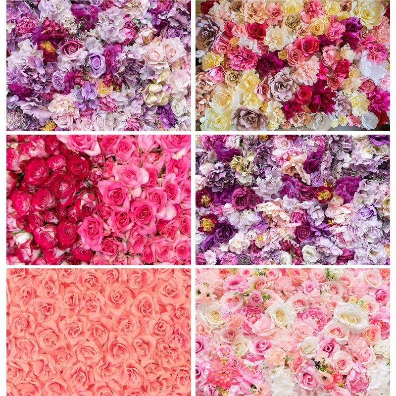 

ZHISUXI Happy Valentine's Day Photography Backdrops Romantic Flower Wall Roses Wedding Lover Photo Studio Background QM-03