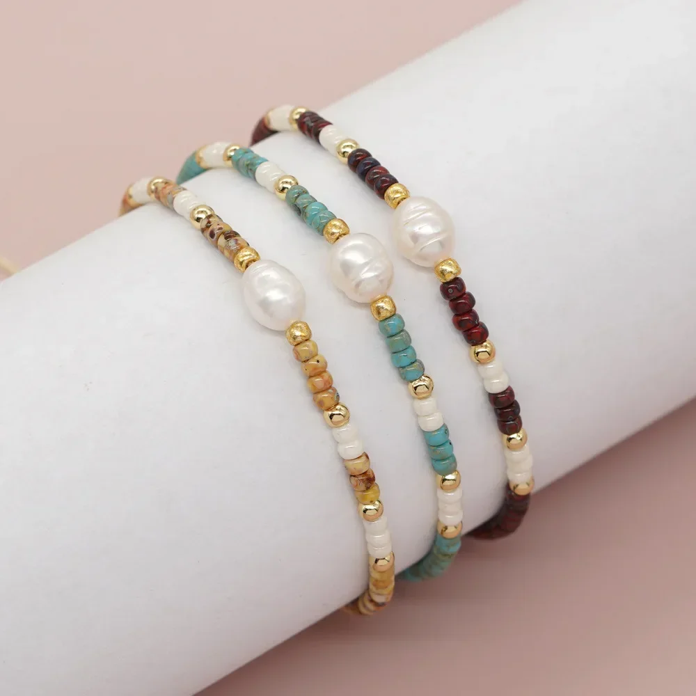 Rice bead bracelet Colour Pearl Originality Hand knitting Irregularity Bohemia Adjustable Fashion Beaded bracelet