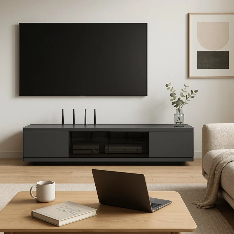 

Luxury Glass Storage Box, Wall-Mounted Wooden Shelf, Power Box and Socket Cover Organizer, Living Room TV Box WiFi Router Stand