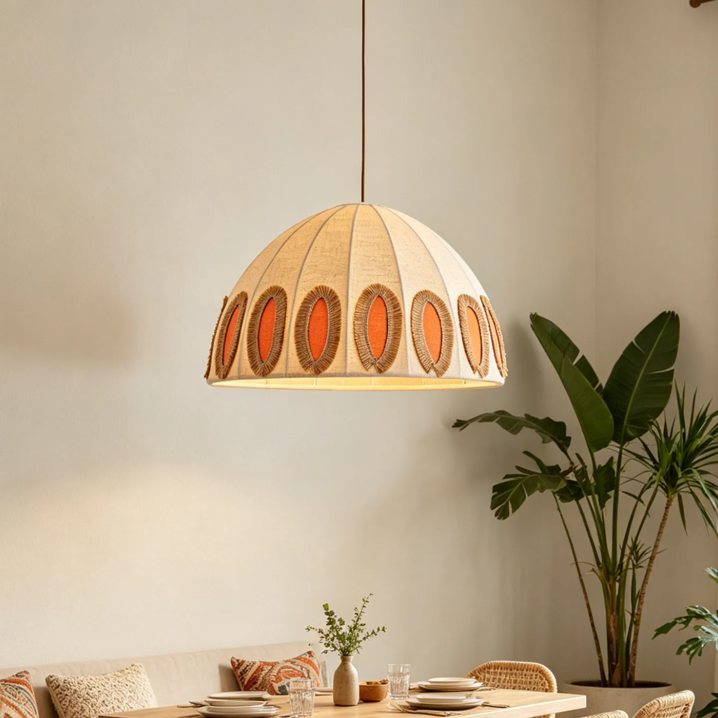 Boho Woven Tassel Pendant Light Black Wave Fringe E27 Shade For Dining Bedroom Cafe Wabi Sabi Ceiling Decor