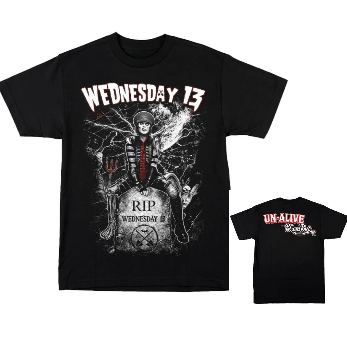 T-shirt de groupe Wednesday13 Un Alive From Pol'and'Rock 2025 en coton avec motif graphique pour hommes et femmes, streetwear d'été