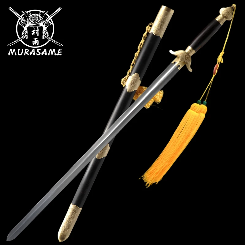 Longquan Tai Chi Practice Sword Ebonywood Scabbard Traditional Chinese Martial Art Training Decorative Collectible Kongfu Sword