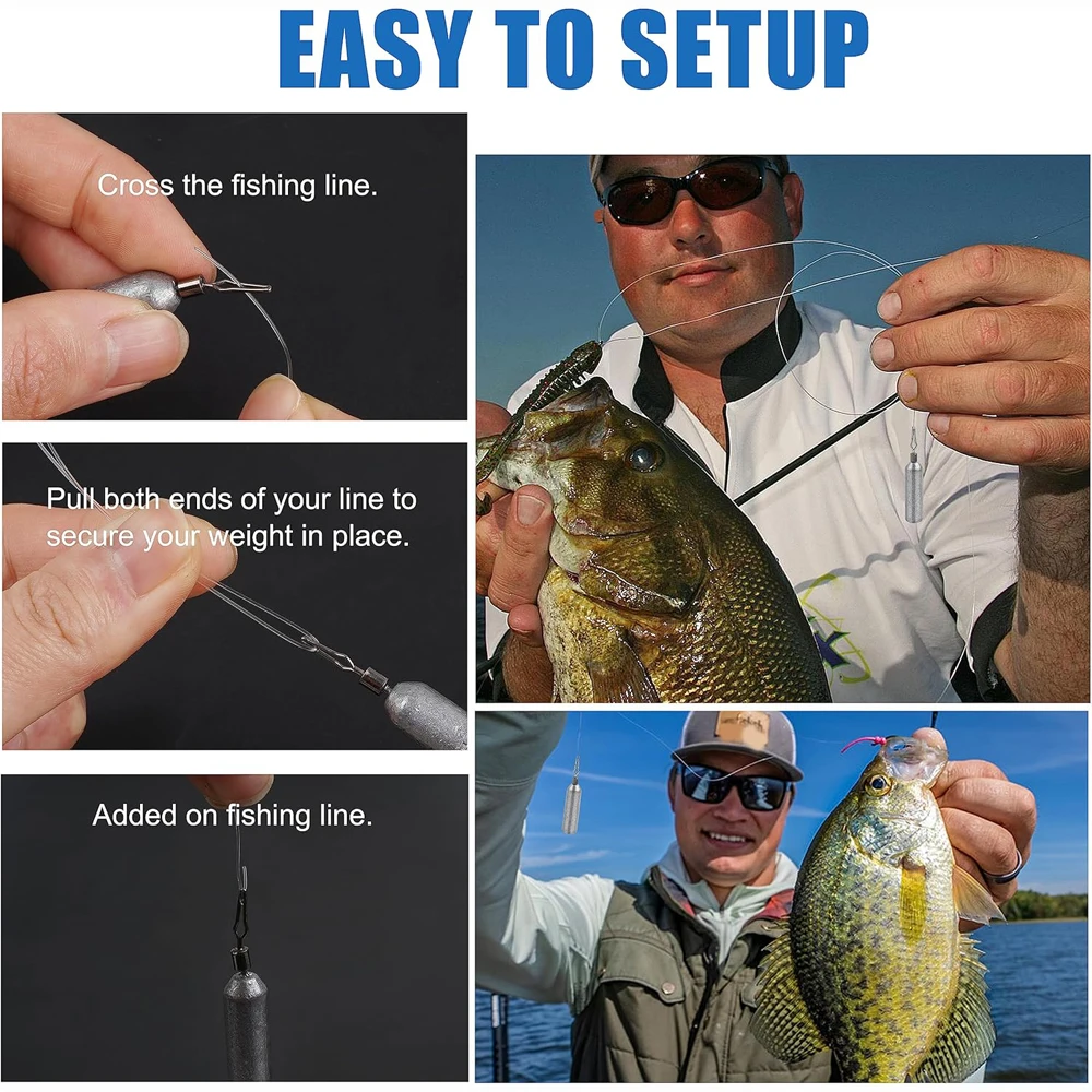 Drop Shot Fishing Weights Skinny Sinkers with Barrel Swivels Cylinder Pencil Weight Wacky rigs for Trout Bass Fishing Tackle