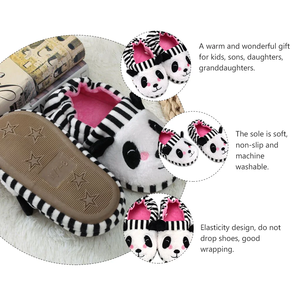 1 par anti deslizamento quente crianças chinelos dos desenhos animados panda design crianças interior inverno chinelo sola macia máquina lavável