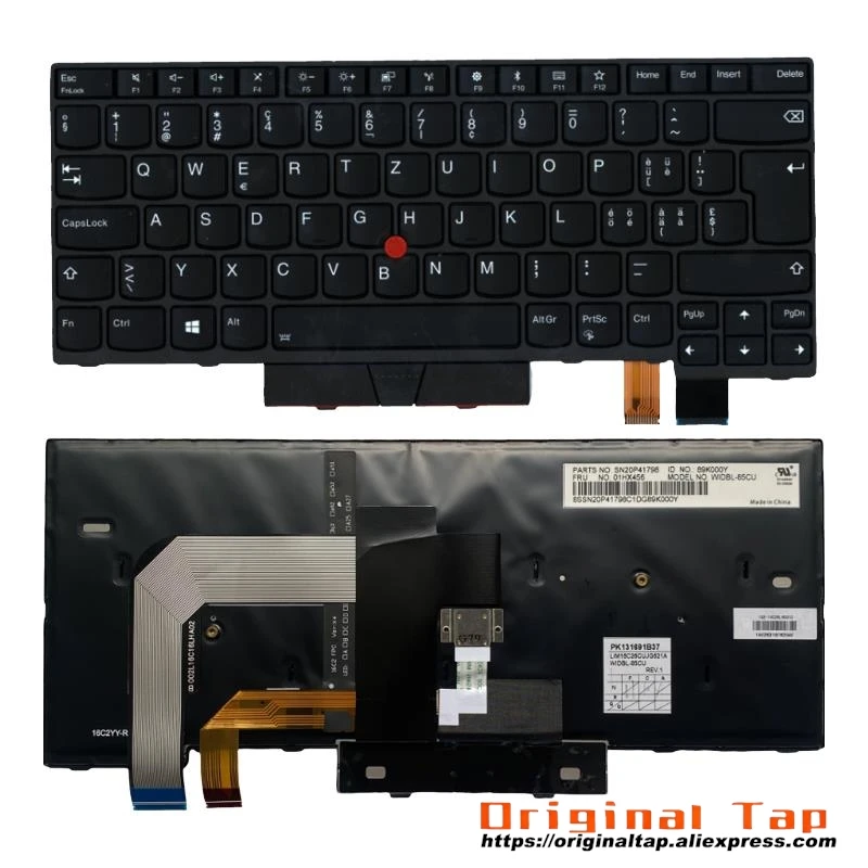 

Швейцарская клавиатура с подсветкой SWS для Lenovo Thinkpad T470 A475 T480 A485 01AX514 01AX555 01AX596 01HX445 01HX485 01HX525