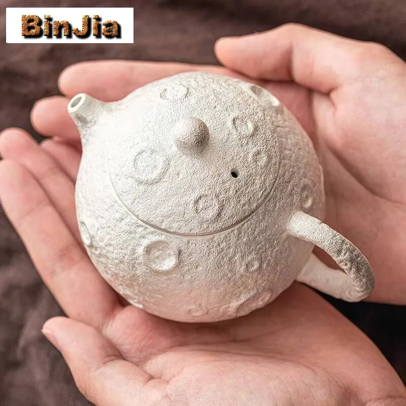 200Ml Creative Vagabondage Planet Xishi Pot Handamde 999 Gilded Sier Teapot High End Tea Brewing Kettle Kung Fu Teaset Gifts