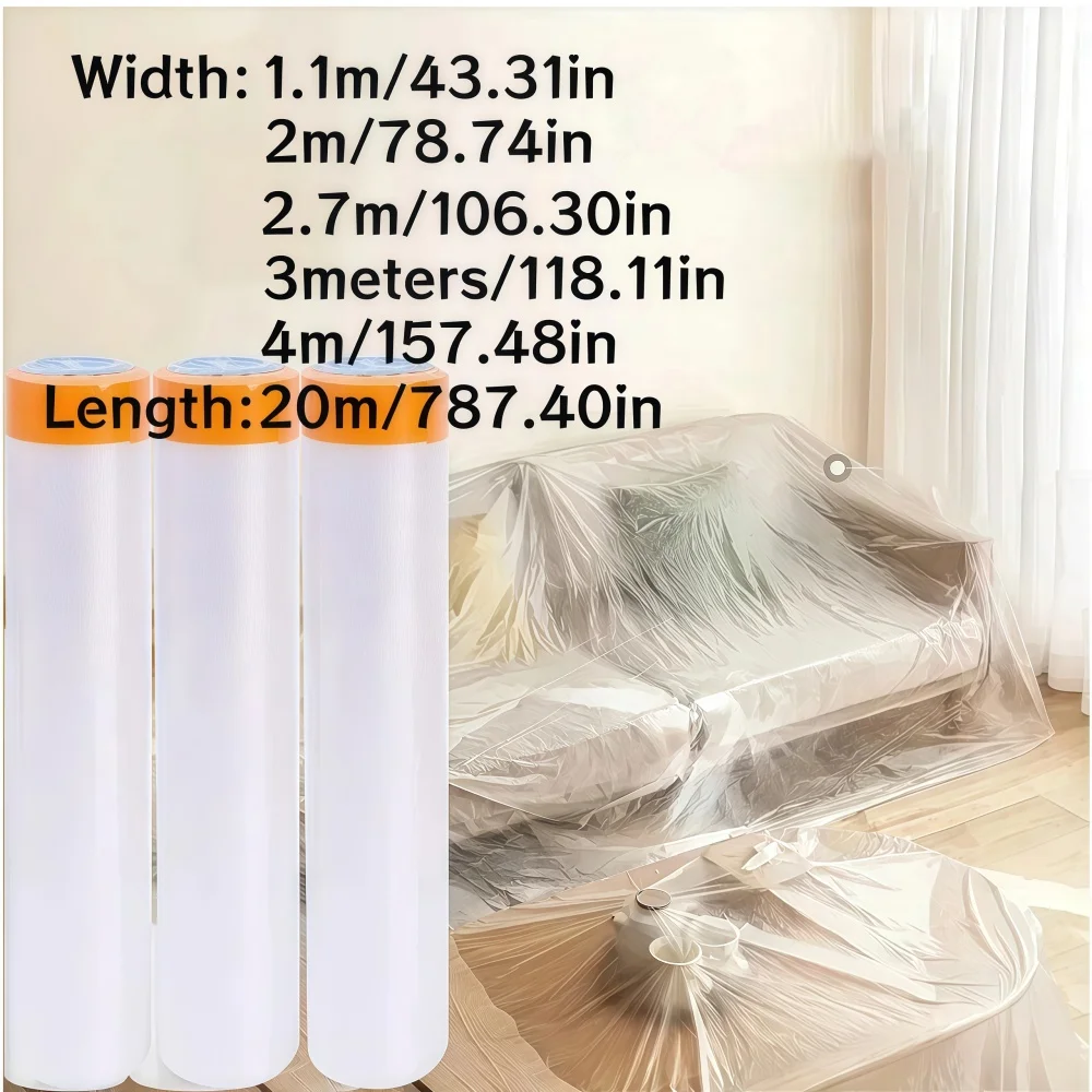 1PC 20M Disposable Furniture Dust-proof Films Self-adhesive Cabinet Dust Cover Cuttable Cabinet Protective Covers Masking Film