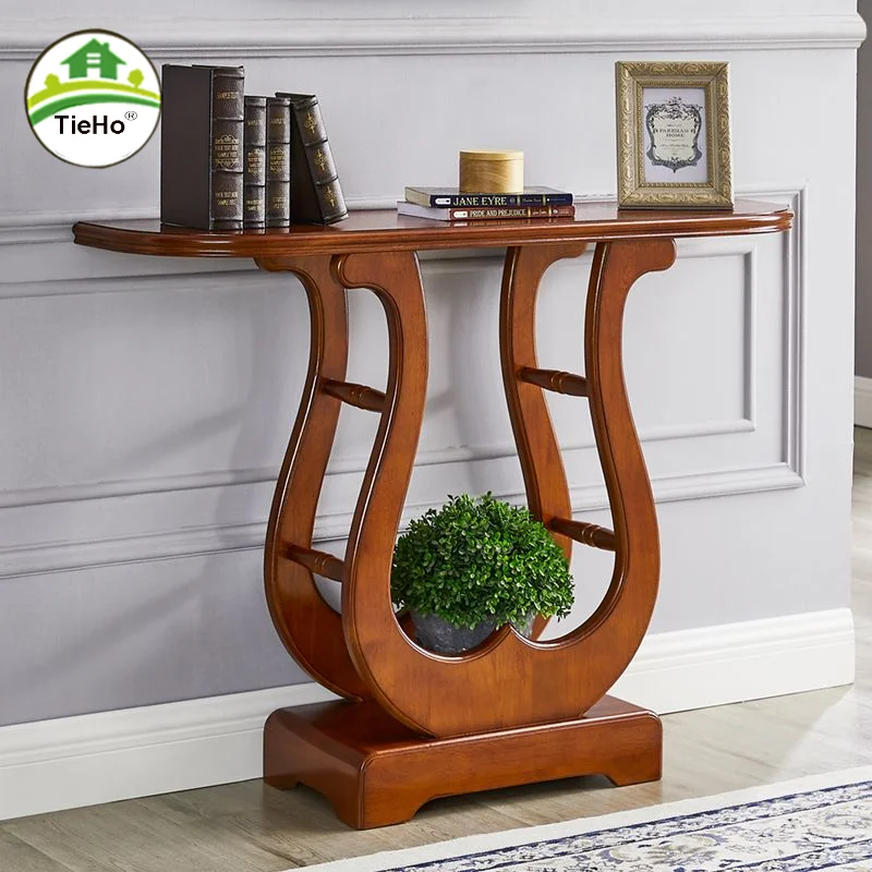 Nordic Solid Wood Entrance Console Table Living Room Retro Wooden Side Table Vintage Walnut Storage Cabinet Home Furniture