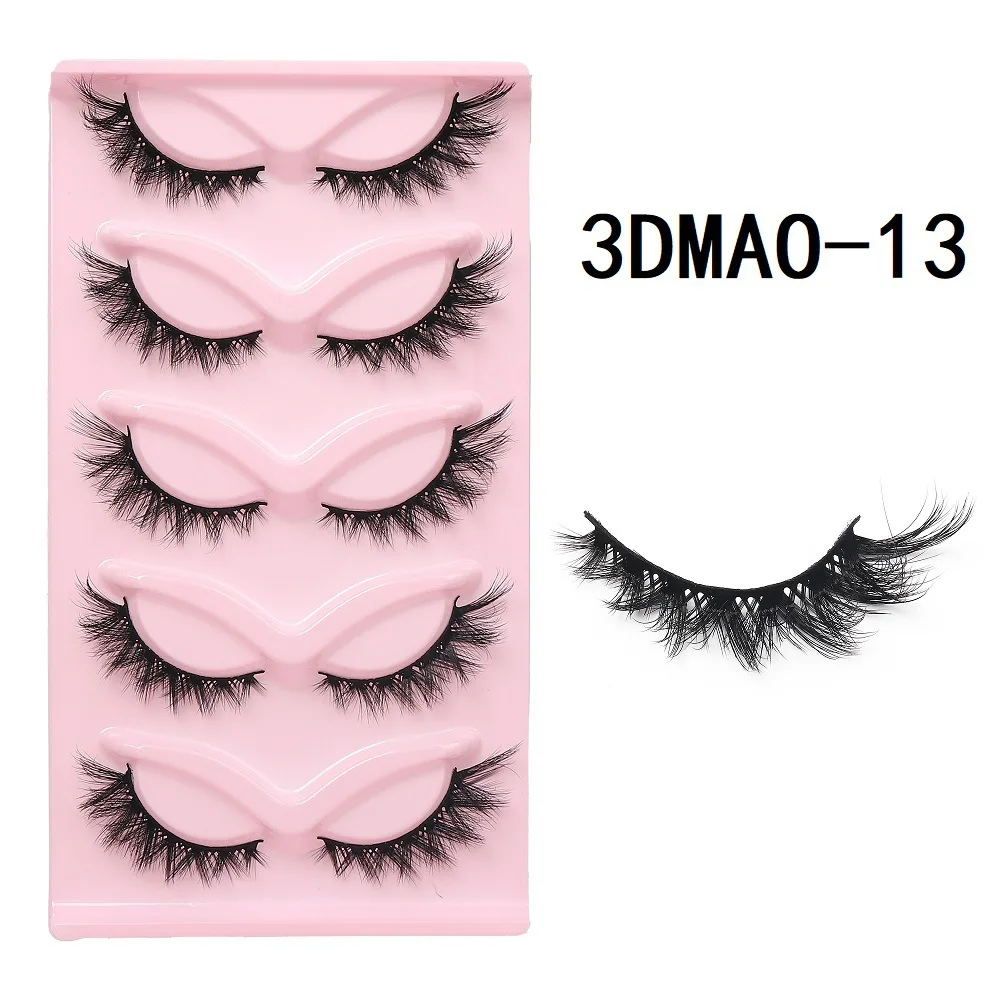 100pcs 3D Cat Eye False Eyelashes Five Pairs Of Thick Eye Tail Lengthening 3d Eyelashes Hot Lashes To Choose From