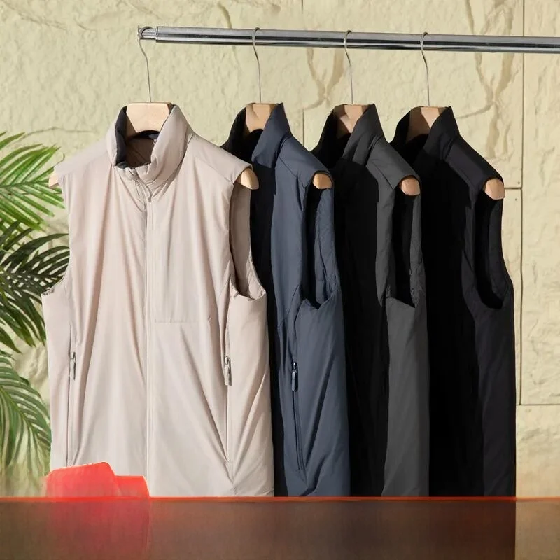 

Водонепроницаемый теплый уличный мужской жилет-стойка, подходит для 3D пошив, молодежный тренд, летний повседневный зимний молодежный Pure Color