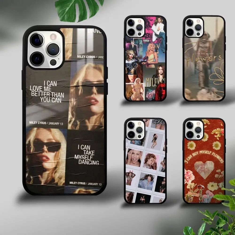 

M-Miley Cyrus Flowers Phone Case For IPhone 16 15 14 13 12 11 Pro Max Plus Mini Plus Hard Mirror Surface Protect Funda
