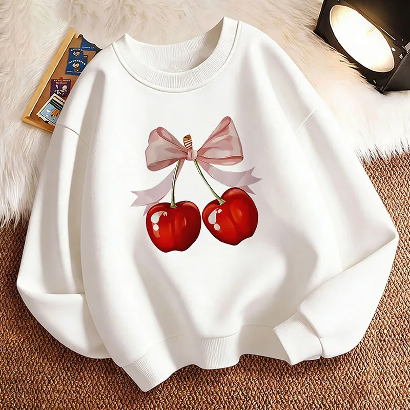 Mode Y2K Cherry Sweatshirt Pullover Frühling Rundhals Grafik Kinder-Hoodie Jungen/Mädchen Kinder-Kapuzenpullover Kleidung Casual