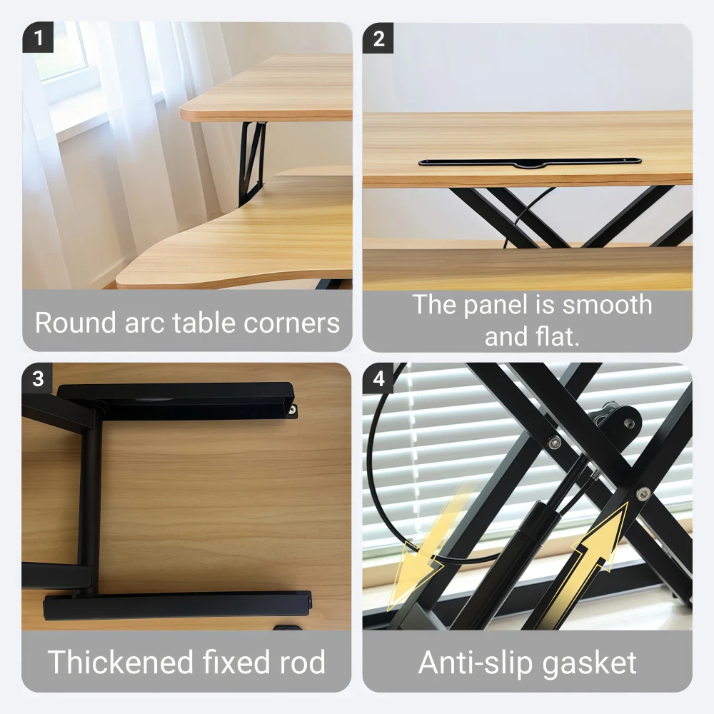 32 Inch Adjustable Sit-Stand Desk Converter: Dual Monitor/Laptop, Wide Keyboard Tray, Natural Color