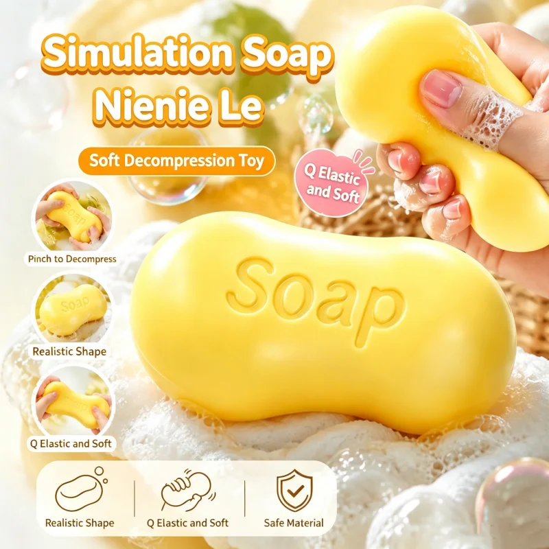 Simulation Soap Squishy Toy Slow Rebound PU Soft Squeeze Fidget Toy Macaron Color Desk Decor Stress Relief Toy For Office Adults