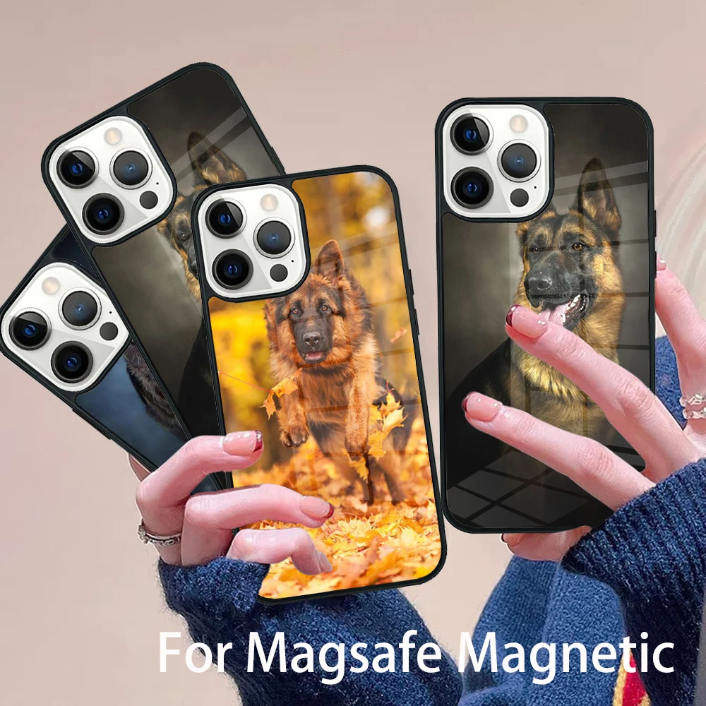 

German Shepherd Dog Doglover Pet Phone Case Magesafe Magnetic Wireless Charge Cover For IPhone 16 11 12 13 14 15 Pro Max Plus