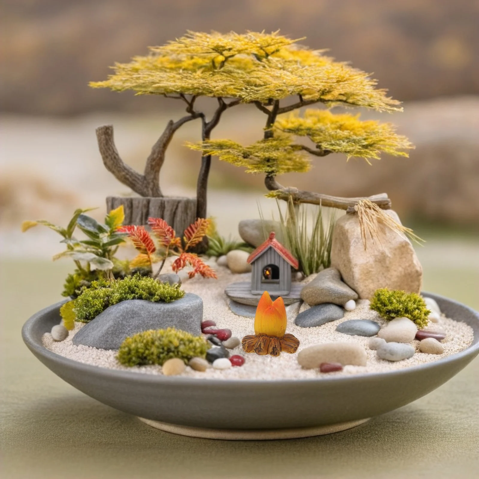 

10 Pcs Micro Landscape Bonfire Ornaments Indoor Pit Tabletop Petite Miniature