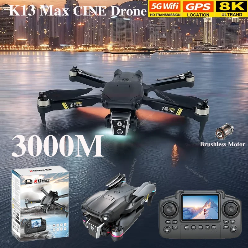 K13 MAX Drohne 8K 5G HD Dual Kamera FPV WIFI Bürstenloser Motor Quadcopter mit Hindernisvermeidung für Luftaufnahmen und Geschenk