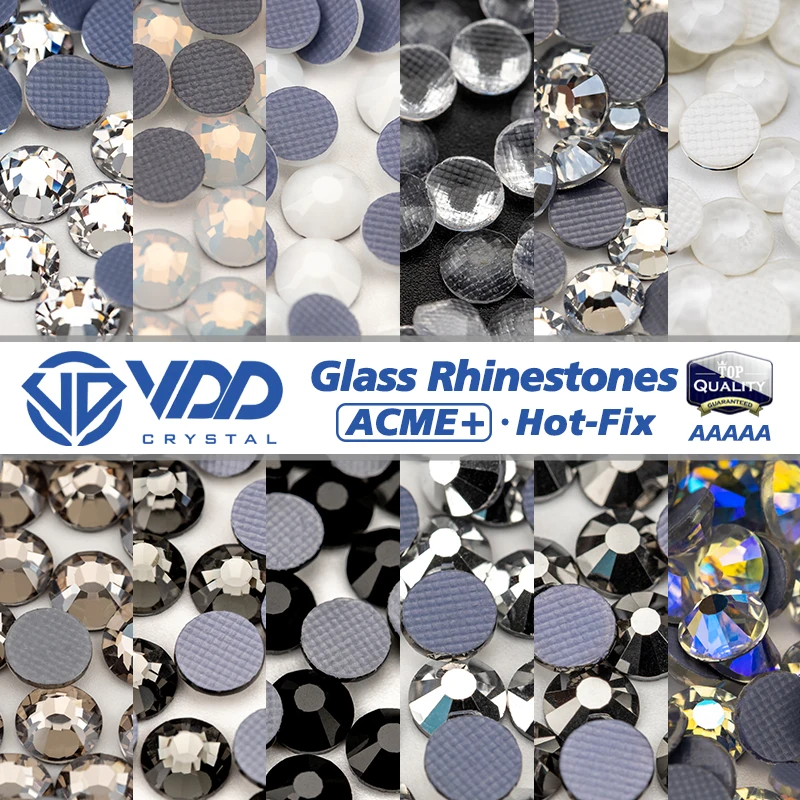 VDD AAAAA Top-Qualität ACME+Series Glas Hot-Fix Kristall-Strasssteine Flache Rückseite Strasssteine für DIY-Kleidungs- und Stoffdekorationen – Detail 1