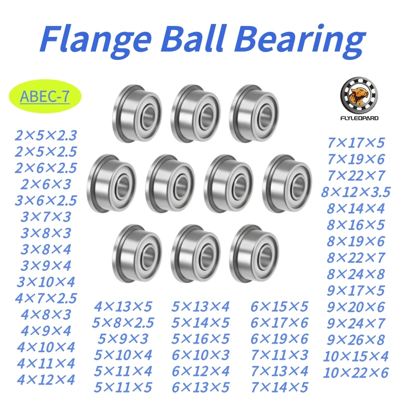 10PCS Bore 2-10mm Flange Bearing ABEC-7 F683 F684 F693 F608 ZZ 2x5x2.5 3x6x2.5 3x7x3 3x8x4 4x7x2.5 6x13x5 8x12x3.5 8x22x7