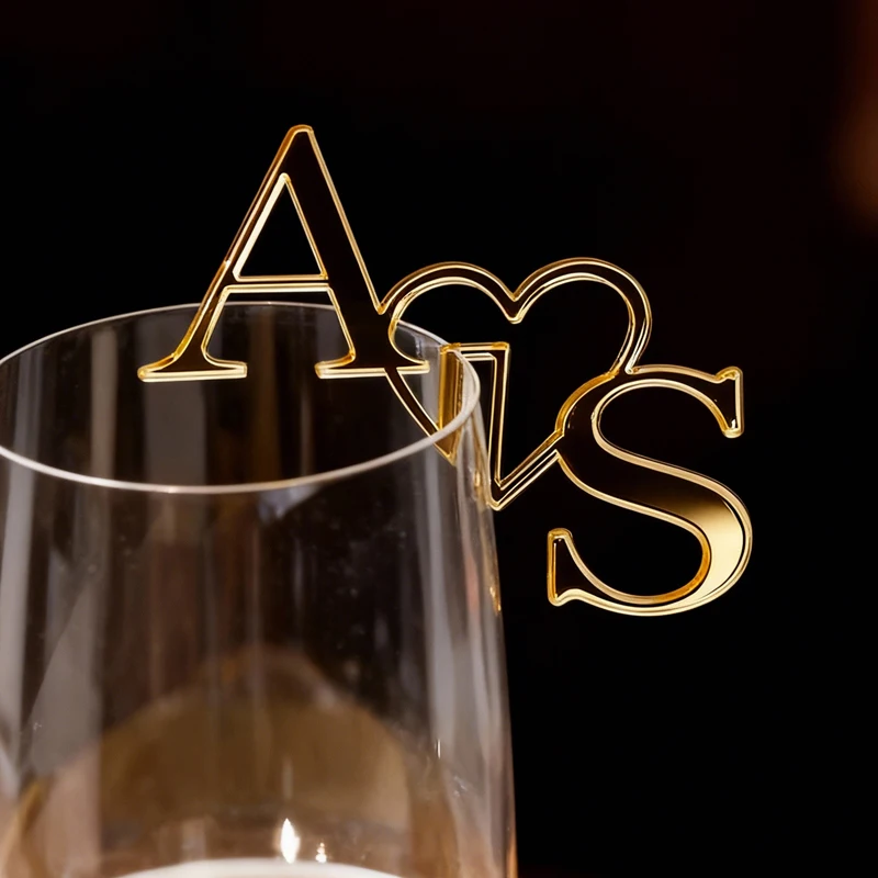 

10PCS Acrylic Drink Tags Personalized Wedding Drinks Topper, Drinks Decoration, Wine Glass Topper with Wedding Gifts for Guests