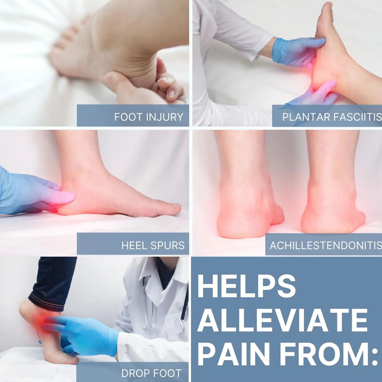 Plantar Fasciitis Night Splint Adjustable Foot Drop Orthotic Brace Breathable Night Splint with Massage Ball for Easing Pains