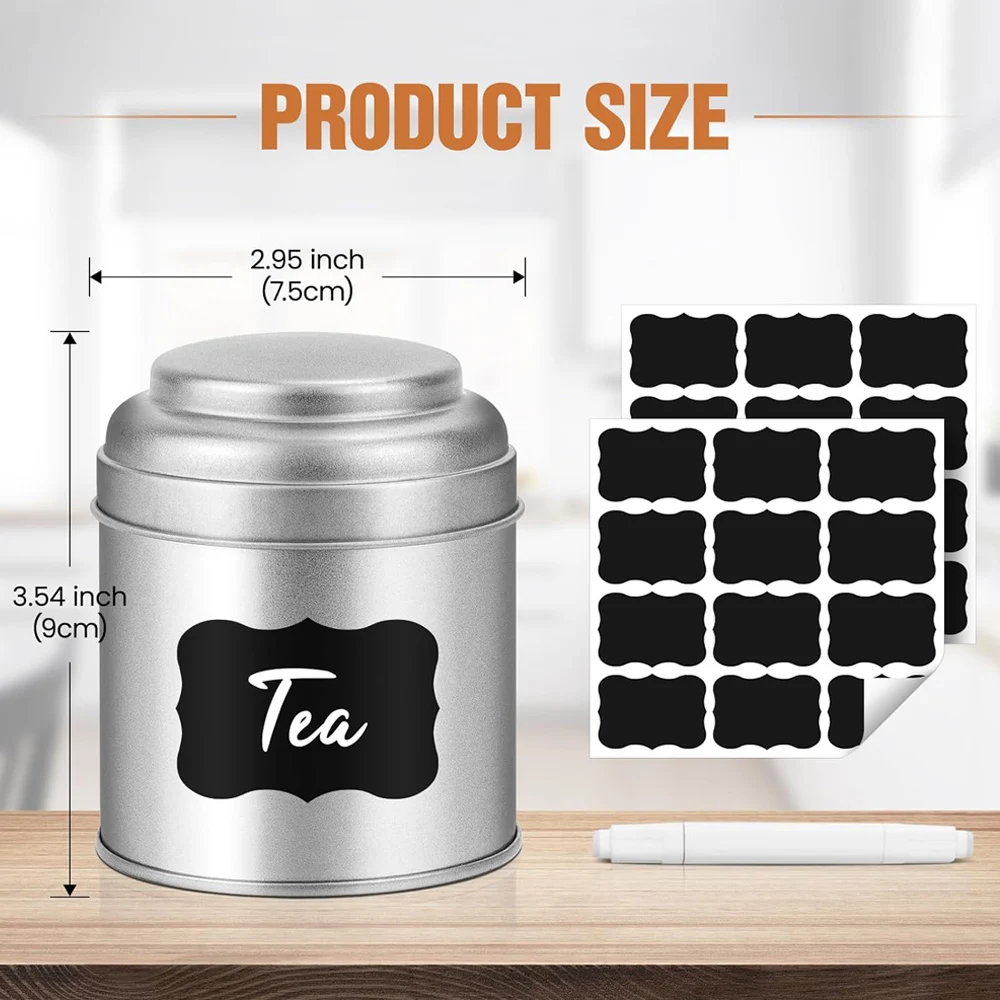 Tea Tin with Airtight Double Lids for Loose Leaf Tea Storage, Kitchen Small Tin Can and Tea Canister for Tea Coffee Sugar Candy